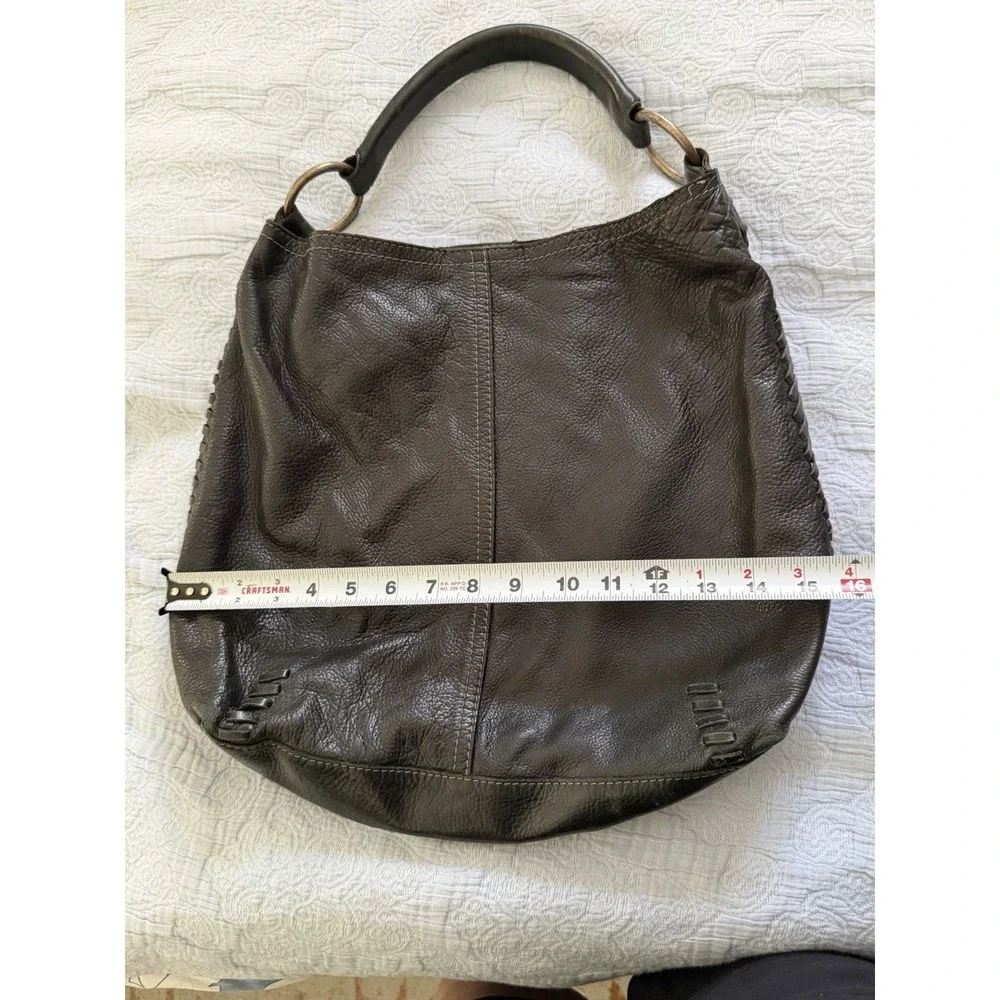 Lucky Brand Y2K Vintage Slouchy Whipstitch Hobo Shoulder Bag Black Leather Boho